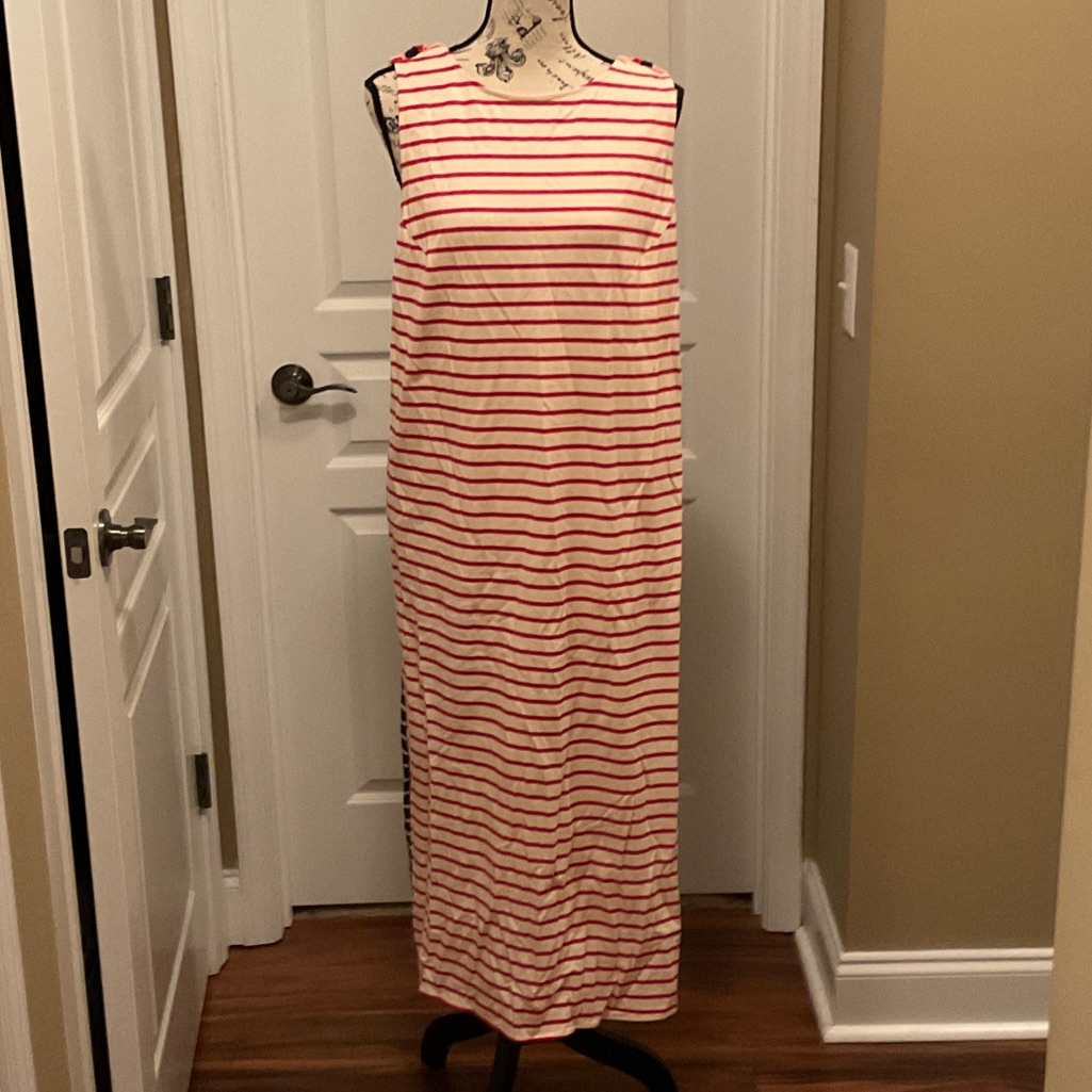 Vilagallo Red And White Striped Maxi Dress